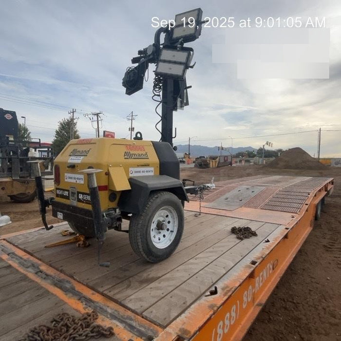 2021 Allmand NLV3GR (4) LED Light Fixture 350W, 23' Vertical Mast, 3kW Prime, Towable, Deep Sea L401, Leveling Jacks, Yanmar T4F 5.8hp