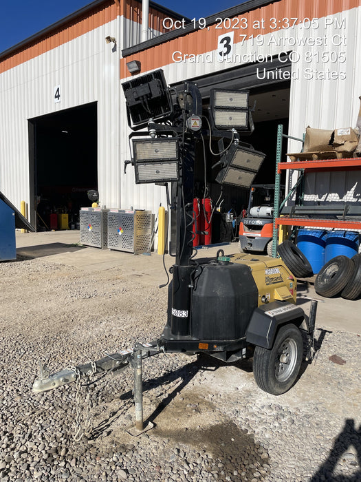 2022 Allmand NLV3GR (4) LED Light Fixture 350W, 23' Vertical Mast, 3kW Prime, Towable, ES Decals, T3