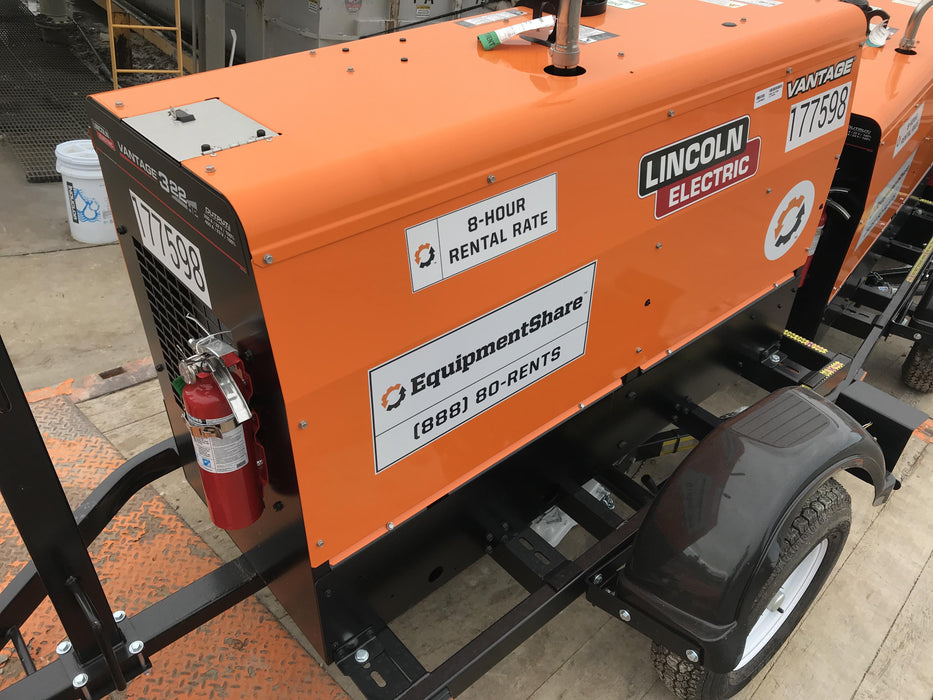 2021 Lincoln Electric Vantage 322 Vantage 322 Ready Pak 3 w/ Decals, ORANGE (includes trailer, cable rack, fender light kit) NO Telematics