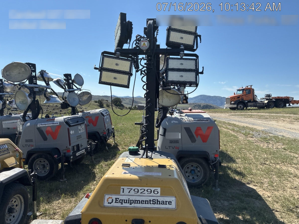 Allmand NLV3GR (4) LED Light Fixture 350W, 23' Vertical Mast, 3kW Prime, Towable, Deep Sea L401, Leveling Jacks, Yanmar T4F 5.8hp