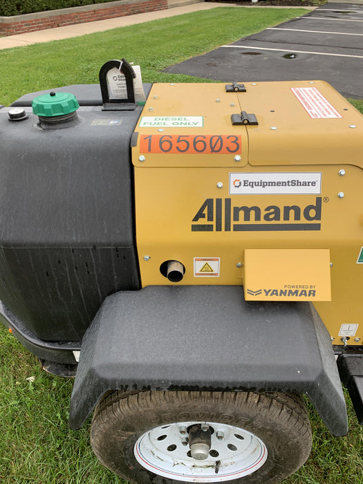 2021 Allmand NLV3GR (4) LED Light Fixture 350W, 23' Vertical Mast, 3kW Prime, Towable, Deep Sea L401, Leveling Jacks, Yanmar T4F 5.8hp