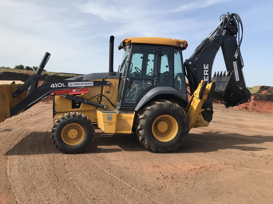 2020 John Deere 410L - Extendable Stick Cab/Heat/Air, 4WD, Extendable Stick, Pilot Controls, 2 Way Hydraulics, TAG Manual QC