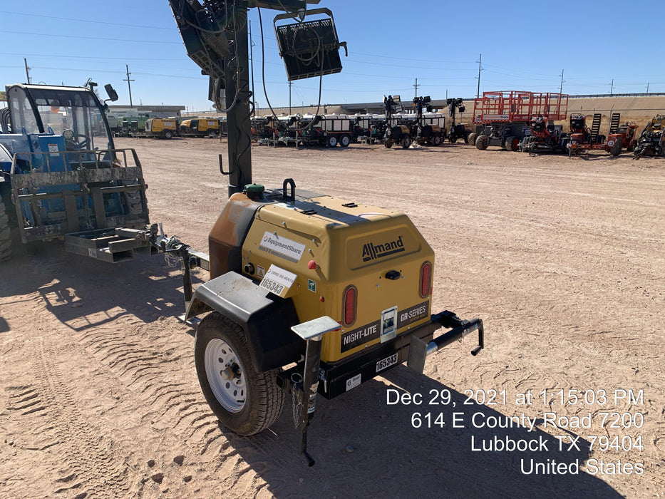 2021 Allmand NLV3GR (4) LED Light Fixture 350W, 23' Vertical Mast, 3kW Prime, Towable, Deep Sea L401, Leveling Jacks, Yanmar T4F 5.8hp