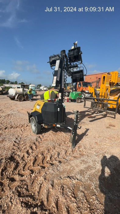 2022 Allmand NLV3GR (4) LED Light Fixture 350W, 23' Vertical Mast, 3kW Prime, Towable, Deep Sea L401, Leveling Jacks, Yanmar T4F 5.8hp