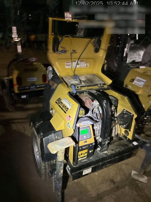 2022 Allmand NLV3GR (4) LED Light Fixture 350W, 23' Vertical Mast, 3kW Prime, Towable, Deep Sea L401, Leveling Jacks, Yanmar T4F 5.8hp