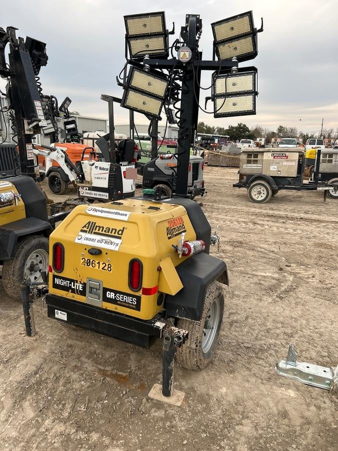 2022 Allmand NLV3GR (4) LED Light Fixture 350W, 23' Vertical Mast, 3kW Prime, Towable, Deep Sea L401, Leveling Jacks, Yanmar T4F 5.8hp