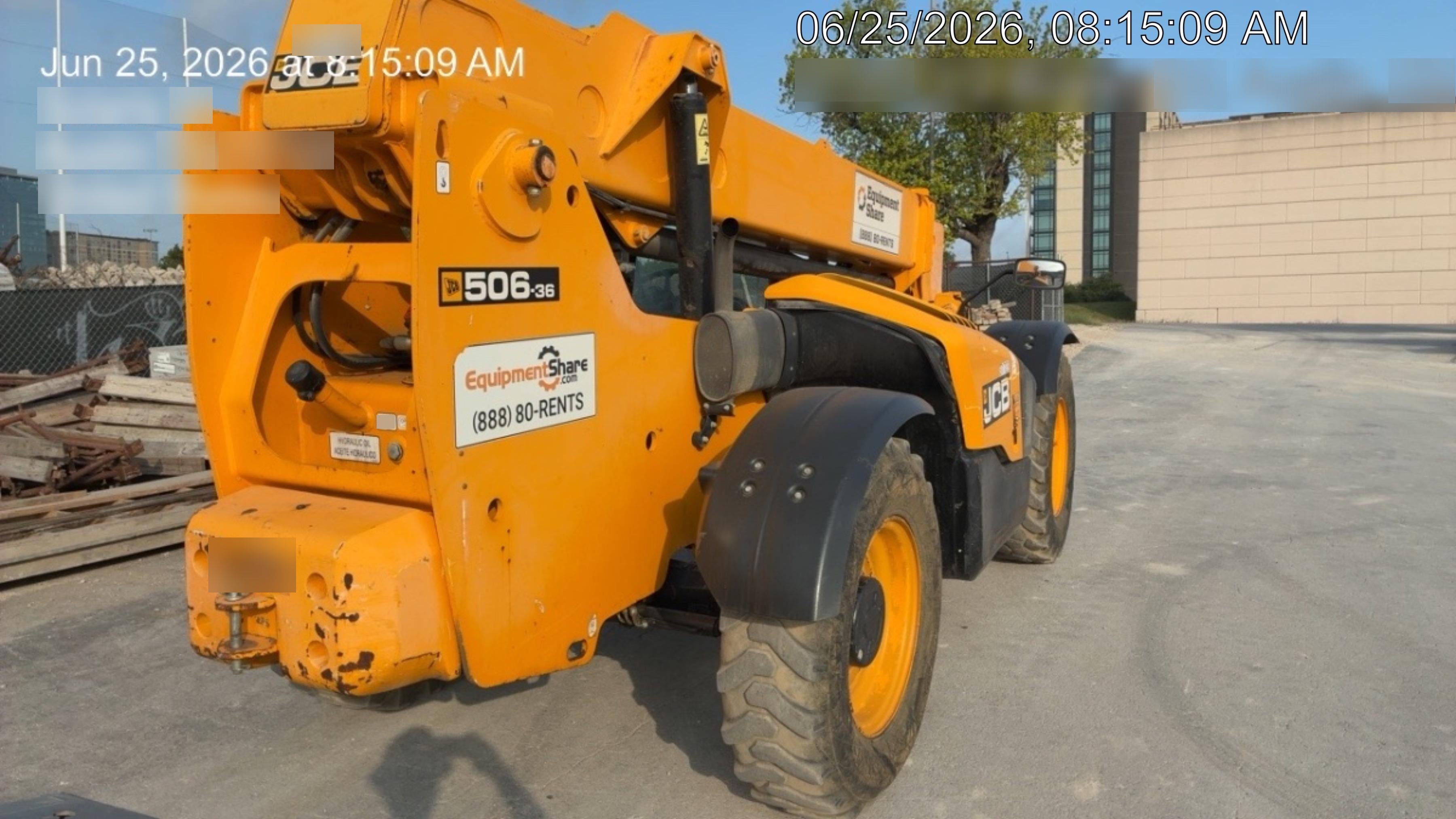 2019 JCB 506-36 Canopy, 74 HP, Foam Filled Tires, STD Worklight, Beacon, Aux Hydraulics, Lifting Eye, Back up Alarm 48" Carriage/48" Forks