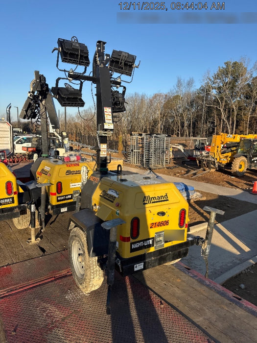 2022 Allmand NLV3GR (4) LED Light Fixture 350W, 23' Vertical Mast, 3kW Prime, Towable, Deep Sea L401, Leveling Jacks, Yanmar T4F 5.8hp