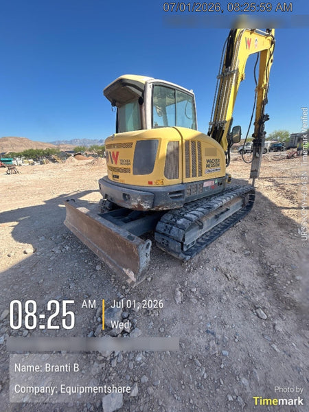 Wacker Neuson ET90 Enclosed Cab, Hybrid Tracks, Long Dipperstick, Bucket