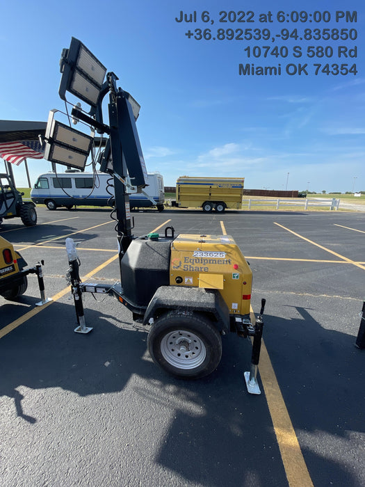 2022 Allmand NLV3GR (4) LED Light Fixture 350W, 23' Vertical Mast, 3kW Prime, Towable, Deep Sea L401, Leveling Jacks, Yanmar T4F 5.8hp