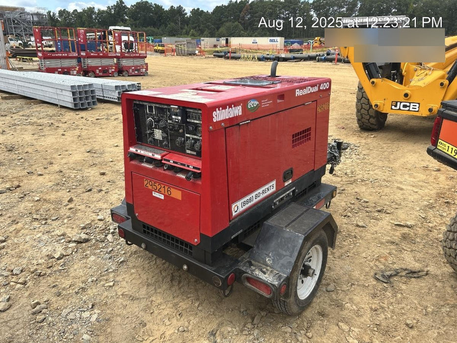 2023 Shindaiwa DGW400MDL Kubota D902 Engine, 23 HP, Dual Op Welder, Wire, Arc, Droop Stick, Tig, and CC Stick Functionality, Simulphase, 3 Phase and 1 Phase Gen Output, Single Axle NB Trlr, Slr Trckl Chrg 12V 12W, Fire Ext