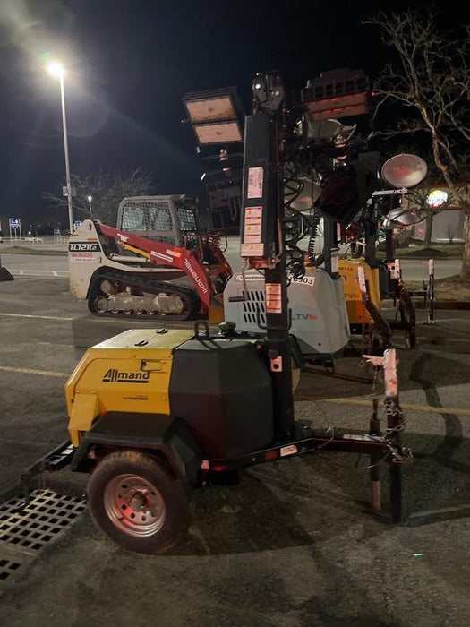 2021 Allmand NLV3GR (4) LED Light Fixture 350W, 23' Vertical Mast, 3kW Prime, Towable, Deep Sea L401, Leveling Jacks, Yanmar T4F 5.8hp