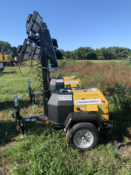 2022 Allmand NLV3GR (4) LED Light Fixture 350W, 23' Vertical Mast, 3kW Prime, Towable, Deep Sea L401, Leveling Jacks, Yanmar T4F 5.8hp