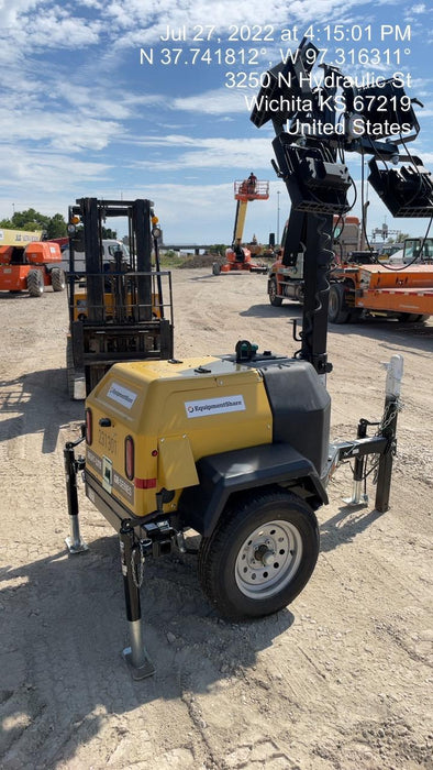 2022 Allmand NLV3GR (4) LED Light Fixture 350W, 23' Vertical Mast, 3kW Prime, Towable, Deep Sea L401, Leveling Jacks, Yanmar T4F 5.8hp