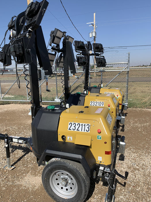 2022 Allmand NLV3GR (4) LED Light Fixture 350W, 23' Vertical Mast, 3kW Prime, Towable, Deep Sea L401, Leveling Jacks, Yanmar T4F 5.8hp