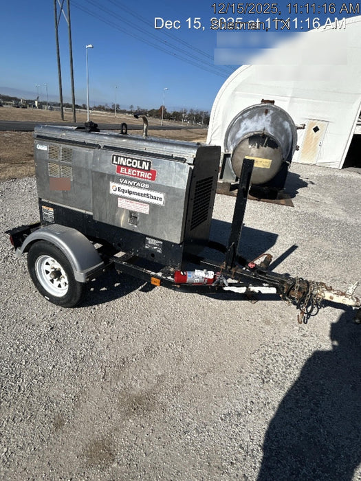 2019 Lincoln Electric Vantage 322 Ready-Pak 3, Two Wheel Trailer, Fender and Light Kit, Cable Rack