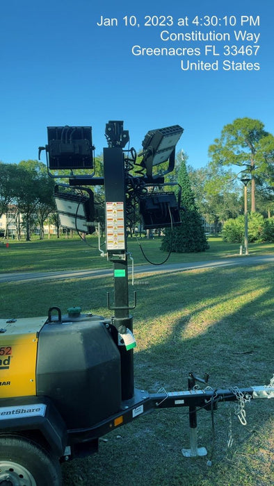 2022 Allmand NLV3GR (4) LED Light Fixture 350W, 23' Vertical Mast, 3kW Prime, Towable, ES Decals, T3