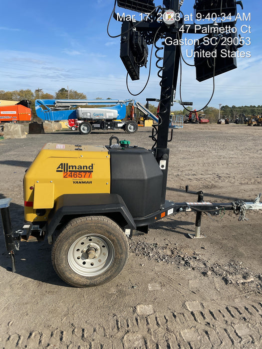 2022 Allmand NLV3GR (4) LED Light Fixture 350W, 23' Vertical Mast, 3kW Prime, Towable