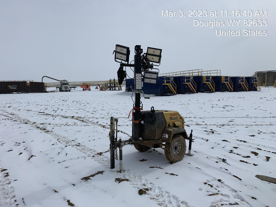 2022 Allmand NLV3GR (4) LED Light Fixture 350W, 23' Vertical Mast, 3kW Prime, Towable, ES Decals, T3