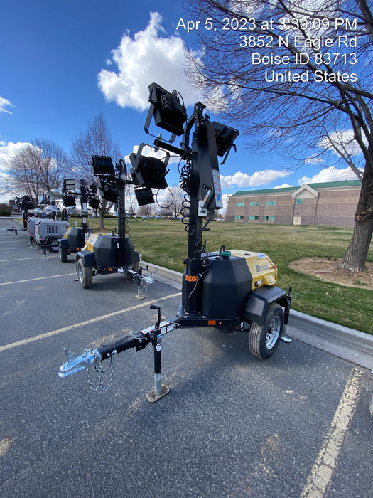 2022 Allmand NLV3GR (4) LED Light Fixture 350W, 23' Vertical Mast, 3kW Prime, Towable, ES Decals, T3