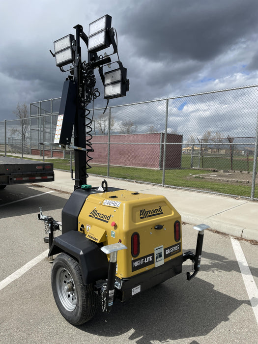 2022 Allmand NLV3GR (4) LED Light Fixture 350W, 23' Vertical Mast, 3kW Prime, Towable, ES Decals, T3