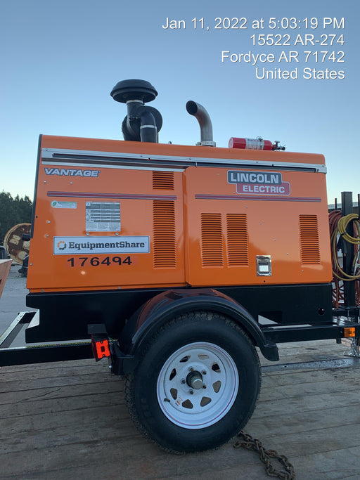 2021 Lincoln Electric Vantage 549X Ready Pak 3, ORANGE (includes trailer, cable rack, fender light kit)