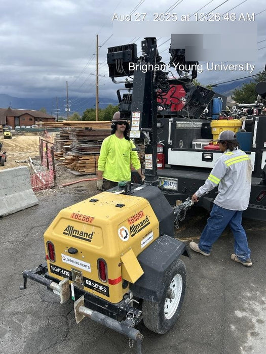 2021 Allmand NLV3GR (4) LED Light Fixture 350W, 23' Vertical Mast, 3kW Prime, Towable, Deep Sea L401, Leveling Jacks, Yanmar T4F 5.8hp