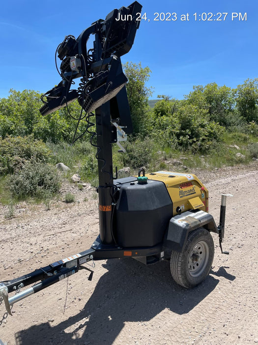 2022 Allmand NLV3GR (4) LED Light Fixture 350W, 23' Vertical Mast, 3kW Prime, Towable, ES Decals, T3