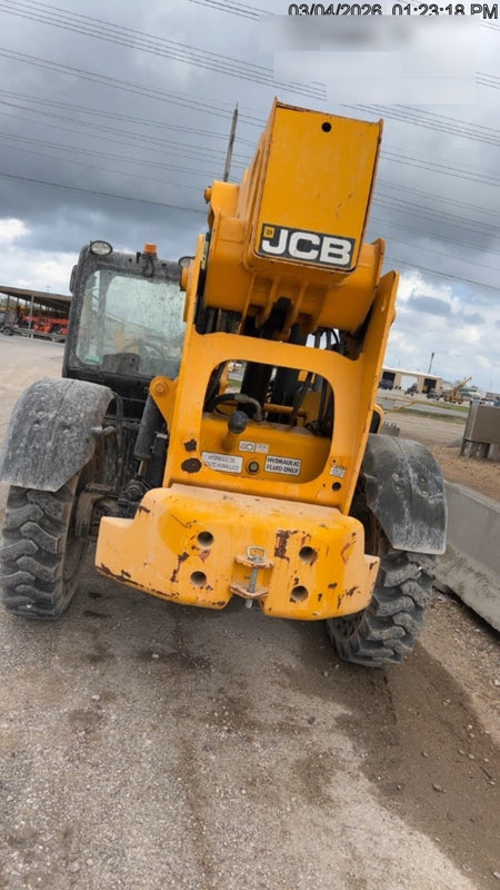 2019 JCB 510-56 Open ROPS, 74 HP, Solid Tires, Worklights, Beacon, Aux Hydraulics, Lifting Eye w/60" Carriage/60" Forks