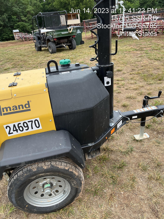 2022 Allmand NLV3GR (4) LED Light Fixture 350W, 23' Vertical Mast, 3kW Prime, Towable, ES Decals, T3