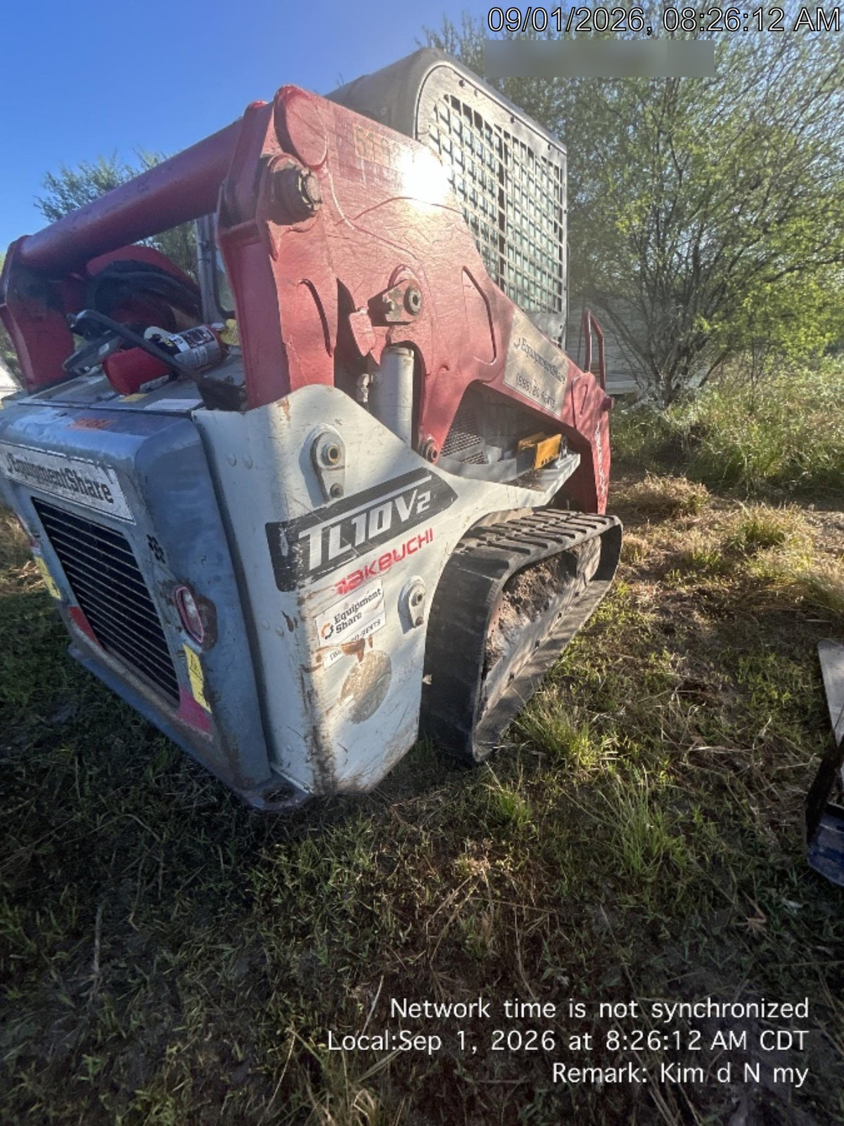 2019 Takeuchi TL10V2-CR Cab/Heat/AC, Rubber Tracks, Backup Alarm, Front & rear working Lights, Auxiliary Hydraulics, 2 Speed Travel, Engine Monitoring System, Hydraulic universal quick hitch w/76" HD smooth dirt bucket with bolt-on edge, 20.3 cubic feet capacity, 48" Pallet forks and frame