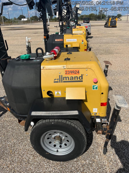 2022 Allmand NLV3GR (4) LED Light Fixture 350W, 23' Vertical Mast, 3kW Prime, Towable, Deep Sea L401, Leveling Jacks, Yanmar T4F 5.8hp