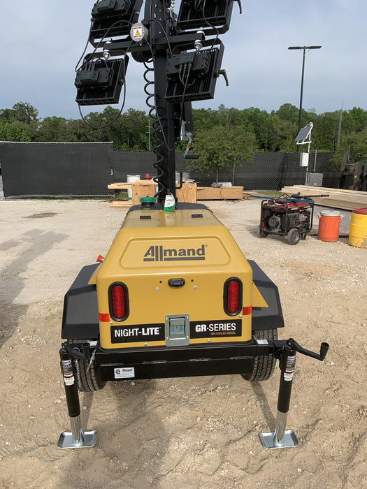 2022 Allmand NLV3GR (4) LED Light Fixture 350W, 23' Vertical Mast, 3kW Prime, Towable, Deep Sea L401, Leveling Jacks, Yanmar T4F 5.8hp