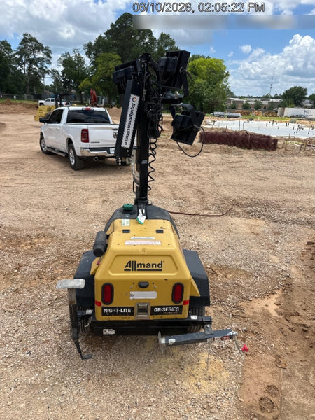 2022 Allmand NLV3GR (4) LED Light Fixture 350W, 23' Vertical Mast, 3kW Prime, Towable, Deep Sea L401, Leveling Jacks, Yanmar T4F 5.8hp