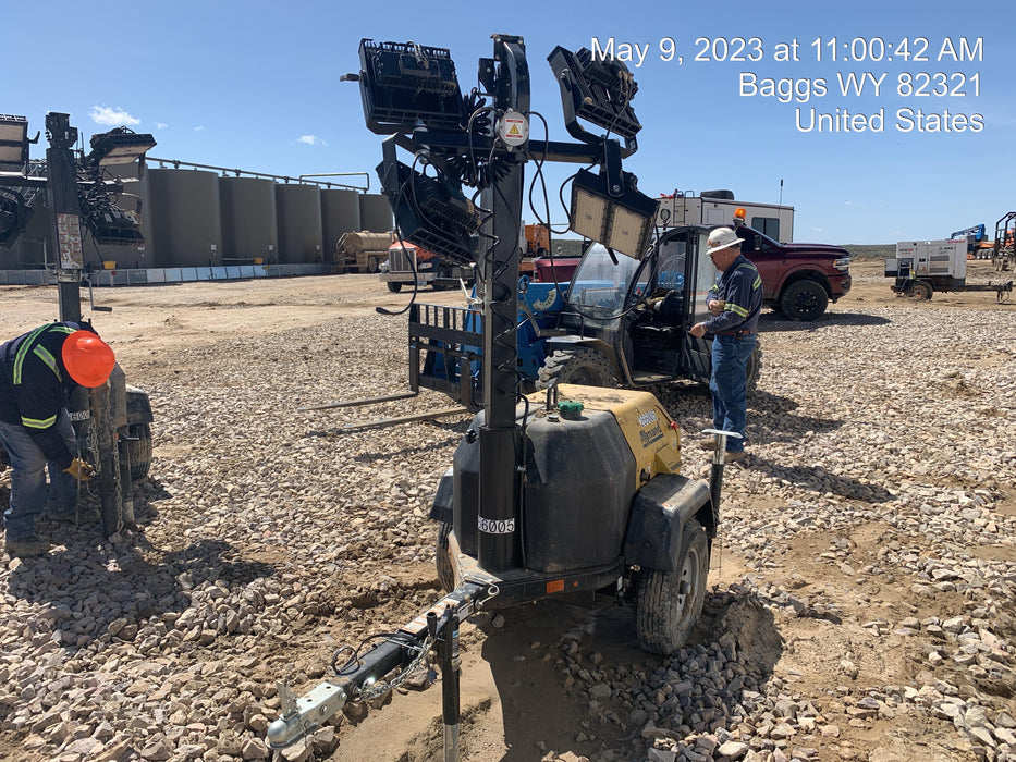 2022 Allmand NLV3GR (4) LED Light Fixture 350W, 23' Vertical Mast, 3kW Prime, Towable, ES Decals, T3