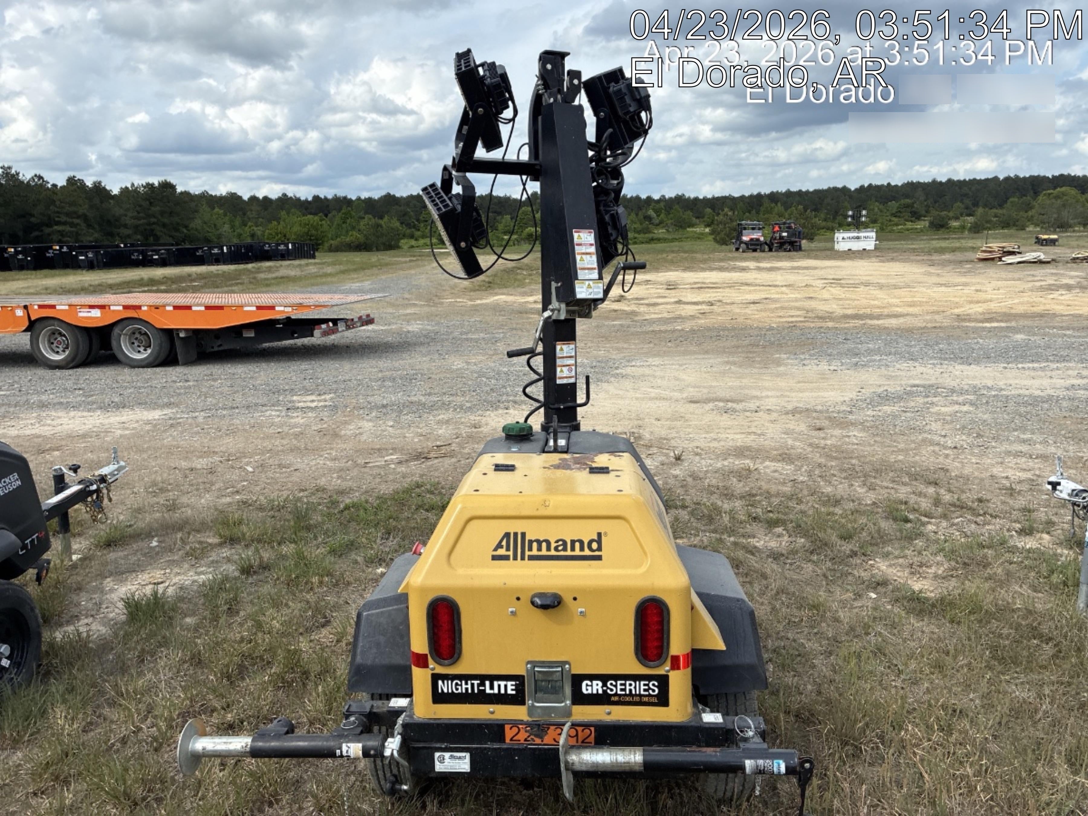 2022 Allmand NLV3GR (4) LED Light Fixture 350W, 23' Vertical Mast, 3kW Prime, Towable, Deep Sea L401, Leveling Jacks, Yanmar T4F 5.8hp