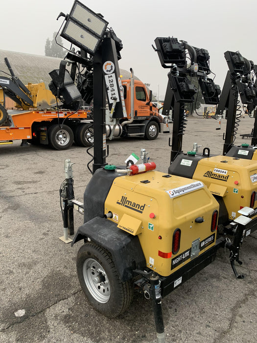 2021 Allmand NLV3GR (4) LED Light Fixture 350W, 23' Vertical Mast, 3kW Prime, Towable, Deep Sea L401, Leveling Jacks, Yanmar T4F 5.8hp