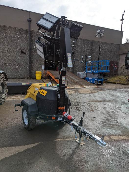 2021 Allmand NLV3GR (4) LED Light Fixture 350W, 23' Vertical Mast, 3kW Prime, Towable, Deep Sea L401, Leveling Jacks, Yanmar T4F 5.8hp