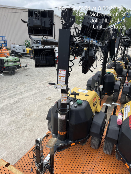 2022 Allmand NLV3GR (4) LED Light Fixture 350W, 23' Vertical Mast, 3kW Prime, Towable, Deep Sea L401, Leveling Jacks, Yanmar T4F 5.8hp