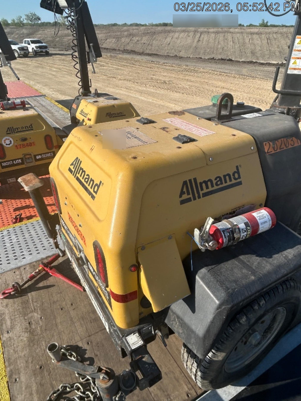 2022 Allmand NLV3GR (4) LED Light Fixture 350W, 23' Vertical Mast, 3kW Prime, Towable, Deep Sea L401, Leveling Jacks, Yanmar T4F 5.8hp