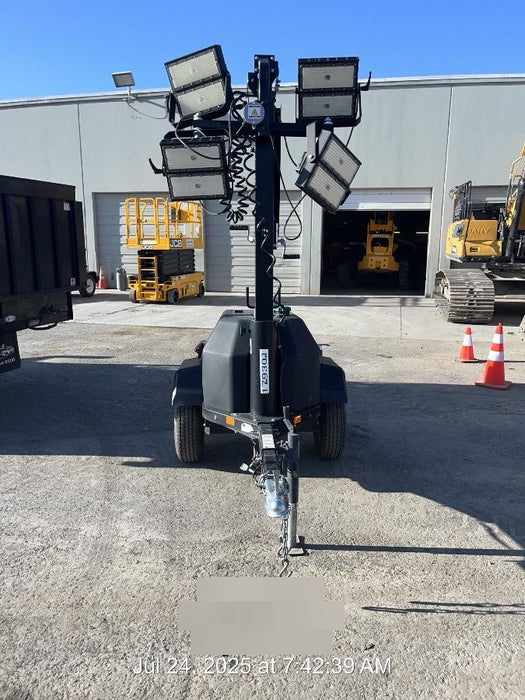 Allmand NLV3GR (4) LED Light Fixture 350W, 23' Vertical Mast, 3kW Prime, Towable, Deep Sea L401, Leveling Jacks, Yanmar T4F 5.8hp