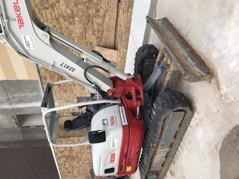 2019 Takeuchi TB260 Canopy, Standard Blade, Auxiliary hydraulics w/Manual QC, Hydraulic thumb, 12" ,18", 24" Bucket