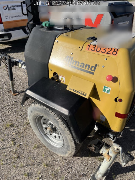 2021 Allmand NLV3GR (4) LED Light Fixture 350W, 23' Vertical Mast, 3kW Prime, Towable, Deep Sea L401, Leveling Jacks, Yanmar T4F 5.8hp