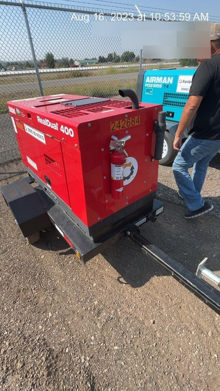 2022 Shindaiwa DGW400MDL Kubota D902 Engine, 23 HP, Dual Op Welder, Wire, Arc, Droop Stick, Tig, and CC Stick Functionality, Simulphase, 3 Phase and 1 Phase Gen Output, Single Axle NB Trlr, Slr Trckl Chrg 12V 12W, Fire Ext