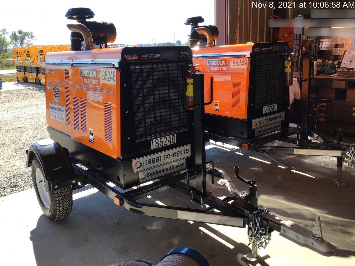 2021 Lincoln Electric Vantage 549X Ready Pak 3, ORANGE (includes trailer, cable rack, fender light kit)