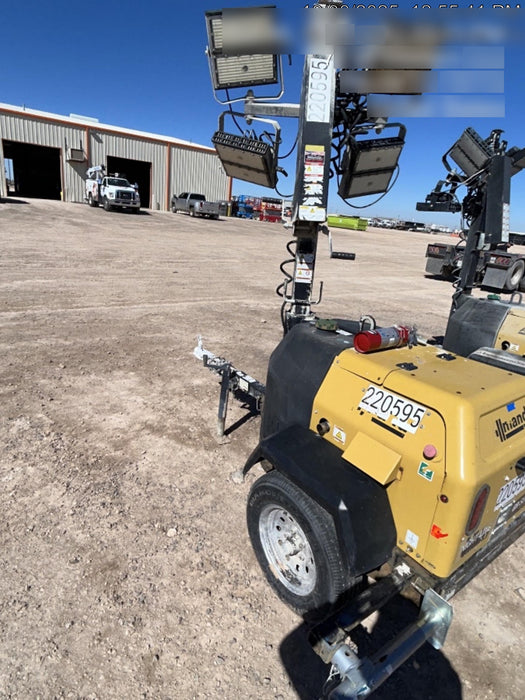 2022 Allmand NLV3GR (4) LED Light Fixture 350W, 23' Vertical Mast, 3kW Prime, Towable, Deep Sea L401, Leveling Jacks, Yanmar T4F 5.8hp