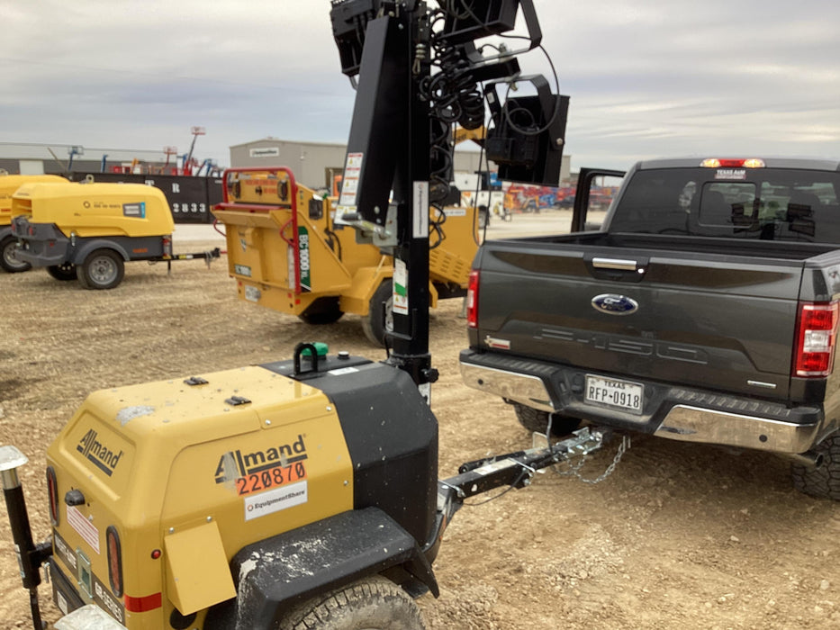 2022 Allmand NLV3GR (4) LED Light Fixture 350W, 23' Vertical Mast, 3kW Prime, Towable, Deep Sea L401, Leveling Jacks, Yanmar T4F 5.8hp