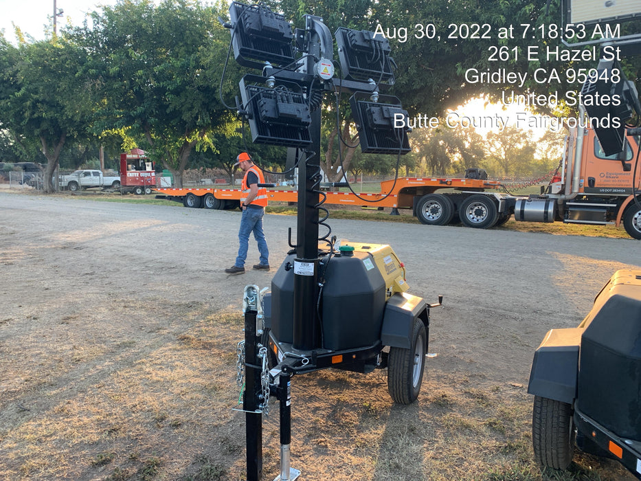 2022 Allmand NLV3GR (4) LED Light Fixture 350W, 23' Vertical Mast, 3kW Prime, Towable, ES Decals, T3