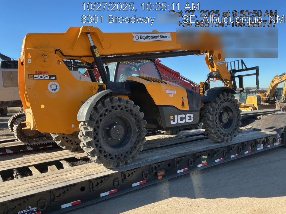 2020 JCB 509-42 Canopy, Solid Tires, Work Lights, Beacon, Aux Hydraulics, Back up Alarm, Lifting Eye, ES Decals