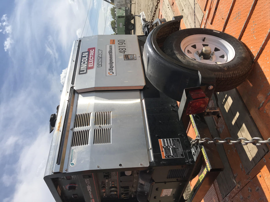 2019 Lincoln Electric Vantage 322 Ready-Pak 3, Two Wheel Trailer, Fender and Light Kit, Cable Rack